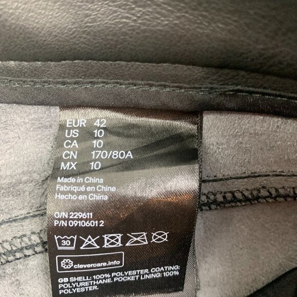 H&M Faux/Vegan Leather 5 Pocket Hi-Waisted Pants Women's Size 10 - Picture 5 of 8